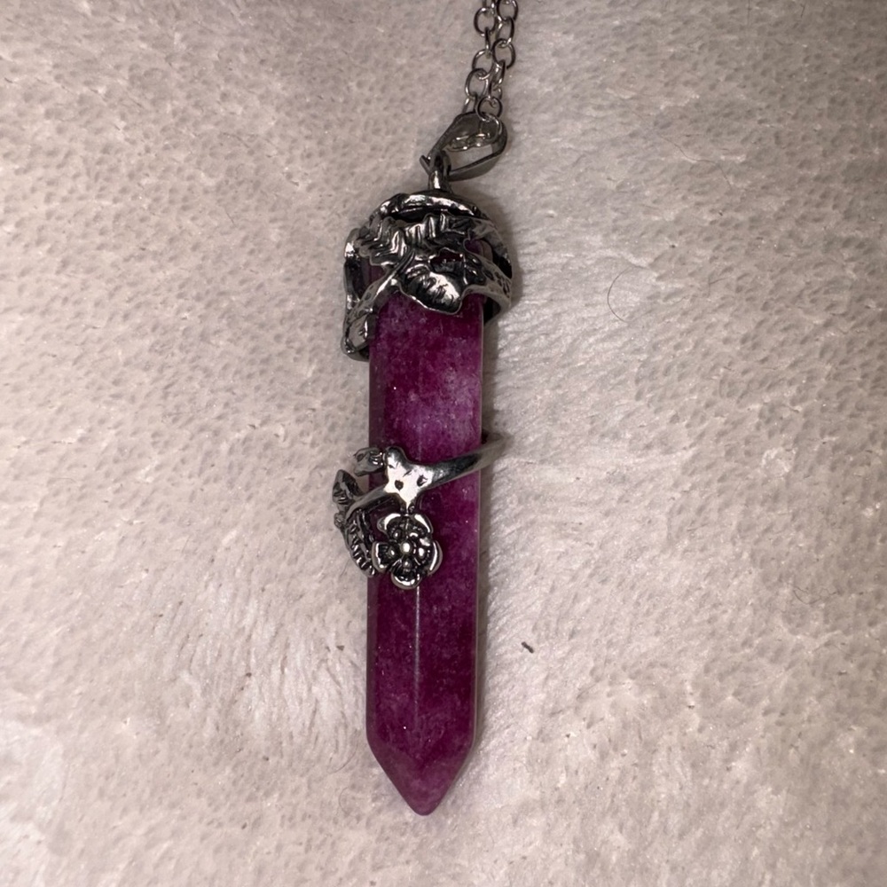 purple crystal pendant necklace